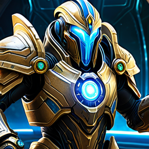 A professional illustration of a Protoss High Templar, fully clothed in its iconic, intricate psionic armor, positioned heroically in a futuristic, high-tech environment. The High Templar is captured mid-channel, with faint, contained psionic energy crackling around its hands, as if preparing a powerful strategic maneuver. The background features sleek Protoss architectural elements and subtle, dynamic energy effects, suggesting a moment of critical strategic importance, safe for work, appropriate content, professional, perfect anatomy, correct proportions, natural pose, well-formed hands, proper finger count, natural body proportions, cinematic lighting, high detail, 4k.