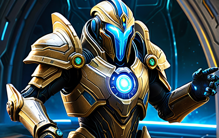 A professional illustration of a Protoss High Templar, fully clothed in its iconic, intricate psionic armor, positioned heroically in a futuristic, high-tech environment. The High Templar is captured mid-channel, with faint, contained psionic energy crackling around its hands, as if preparing a powerful strategic maneuver. The background features sleek Protoss architectural elements and subtle, dynamic energy effects, suggesting a moment of critical strategic importance, safe for work, appropriate content, professional, perfect anatomy, correct proportions, natural pose, well-formed hands, proper finger count, natural body proportions, cinematic lighting, high detail, 4k.