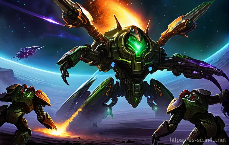 저그 디펜스 구조물 최적 배치 - **Prompt Title: Fortified Zerg Expansion Under Assault**
    **Image Prompt:** A dramatic, mid-angle...