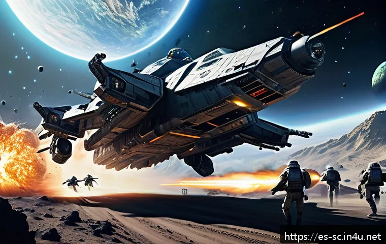테란 배틀크루저 최적 활용법 - A highly detailed sci-fi battle scene featuring massive Battlecruisers in outer space, coordinated w...