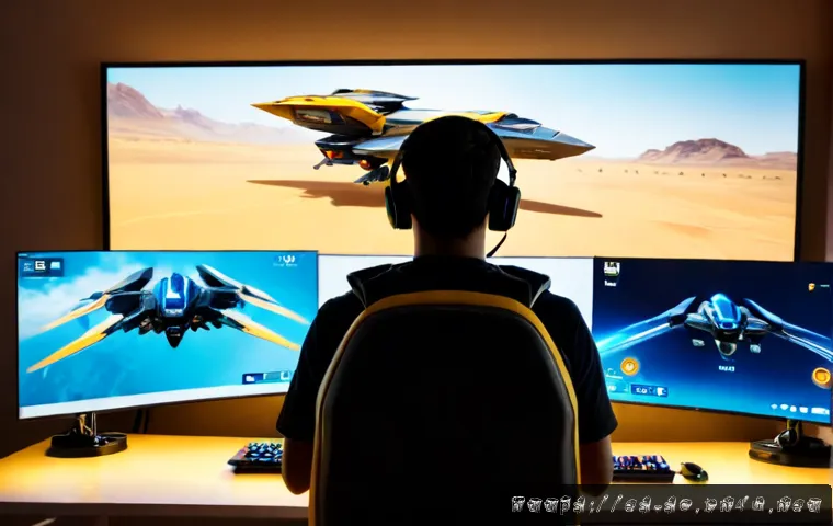 프로토스 캐리어 운영법 - Photorealistic Spanish-speaking esports player at a clean home gaming desk, focused on a futuristic ...